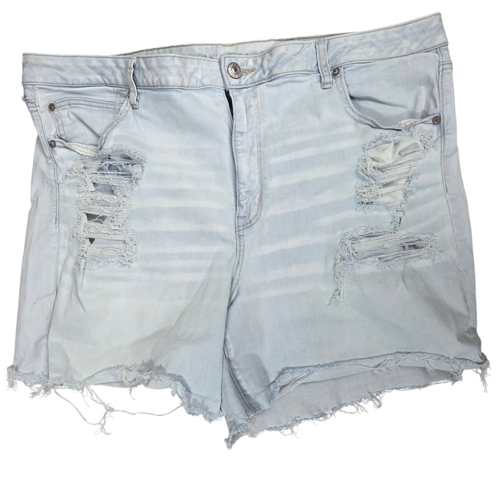 American Eagle Next Level Stretch Distressed Jean Shorts Light Wash Plus Size 24